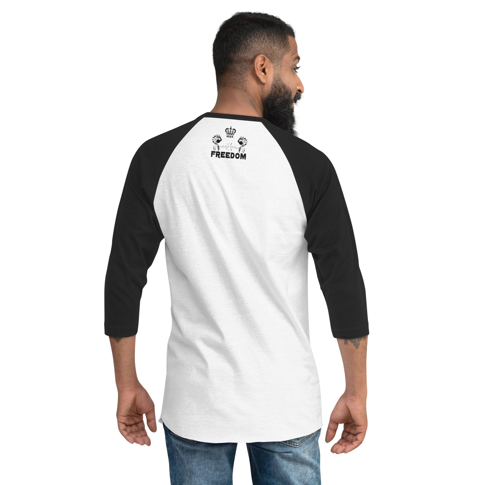 Freedom 3/4 Sleeve Raglan Shirt: New Arrival Men Tees color: White/Black|White/Kelly|White/Red