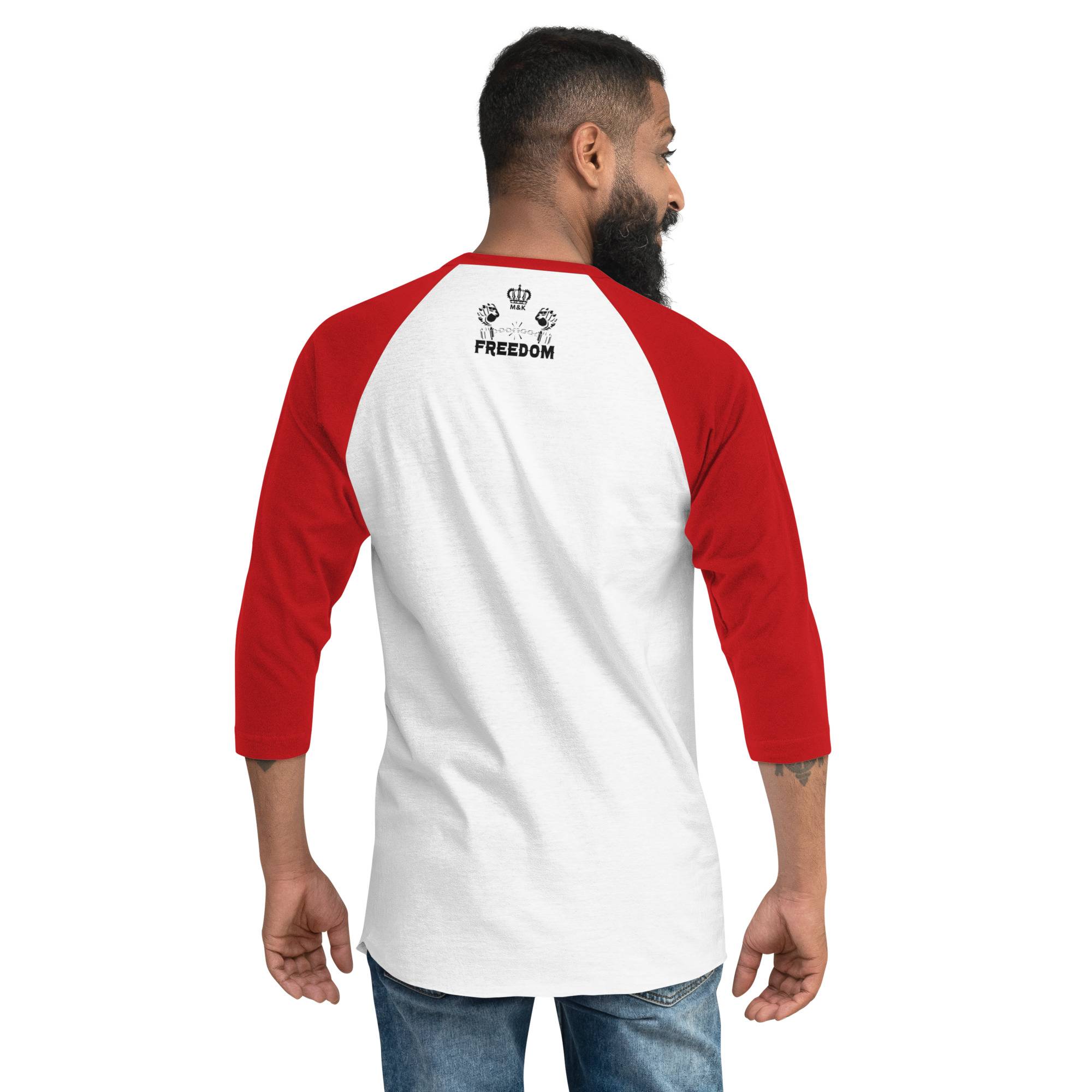 Freedom 3/4 Sleeve Raglan Shirt: New Arrival Men Tees color: White/Black|White/Kelly|White/Red