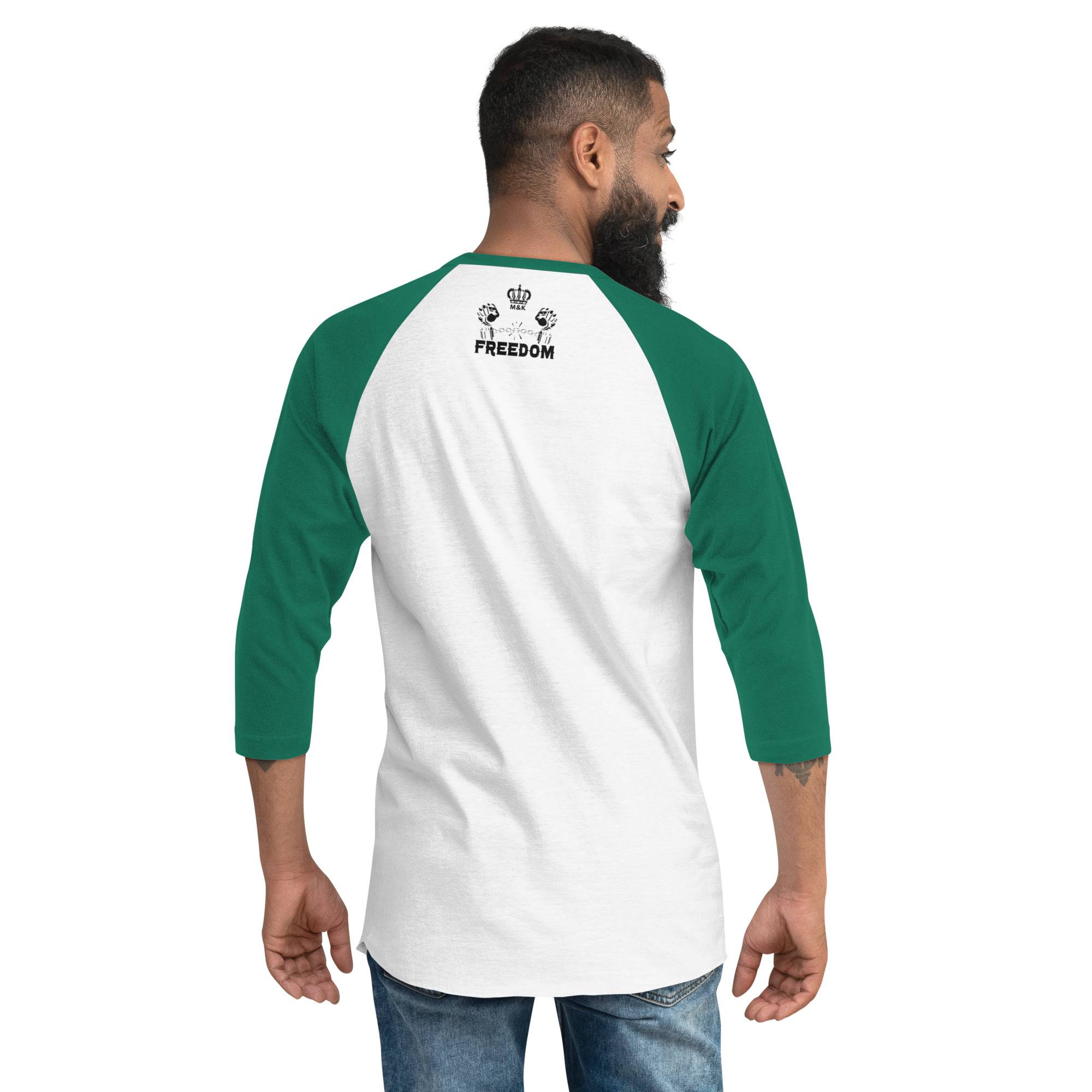 Freedom 3/4 Sleeve Raglan Shirt: New Arrival Men Tees color: White/Black|White/Kelly|White/Red