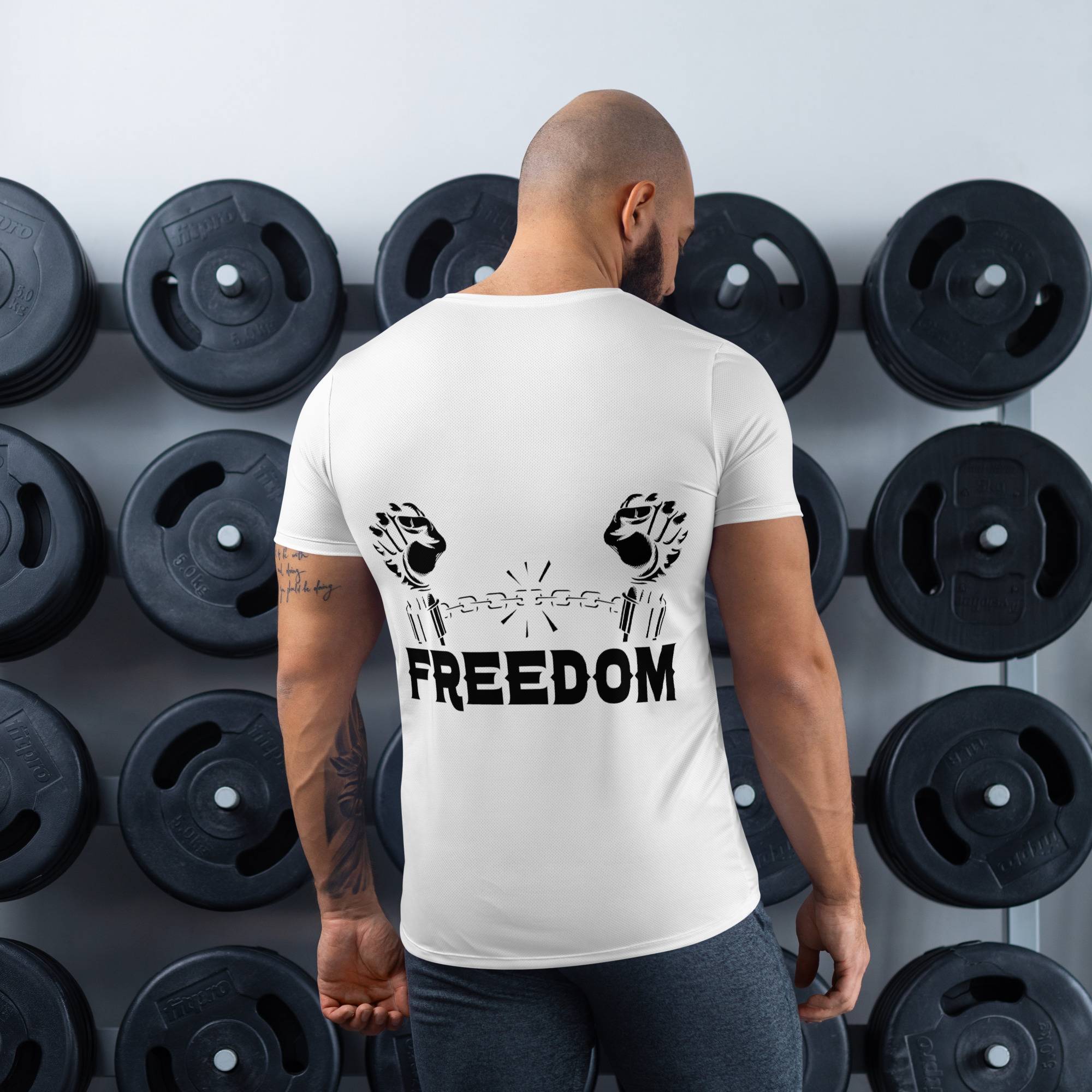 Freedom Print Men’s Athletic T-shirt Men Tees size: 2XL|3XL|L|M|S|XL|XS