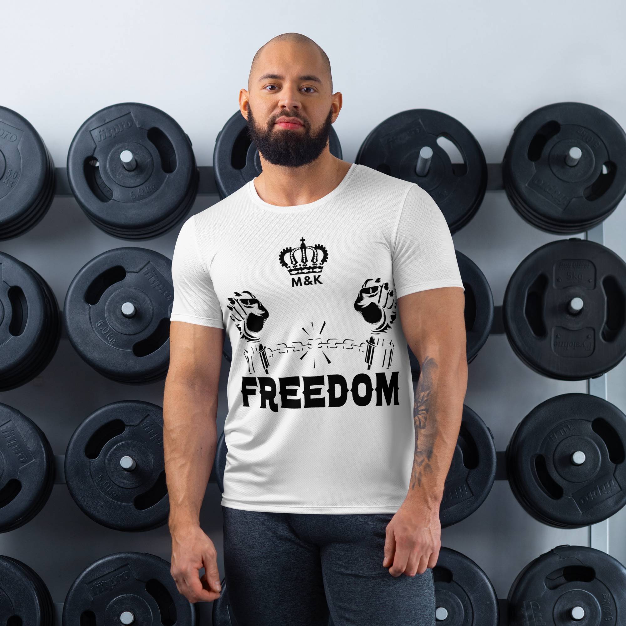 Freedom Print Men’s Athletic T-shirt Men Tees size: 2XL|3XL|L|M|S|XL|XS