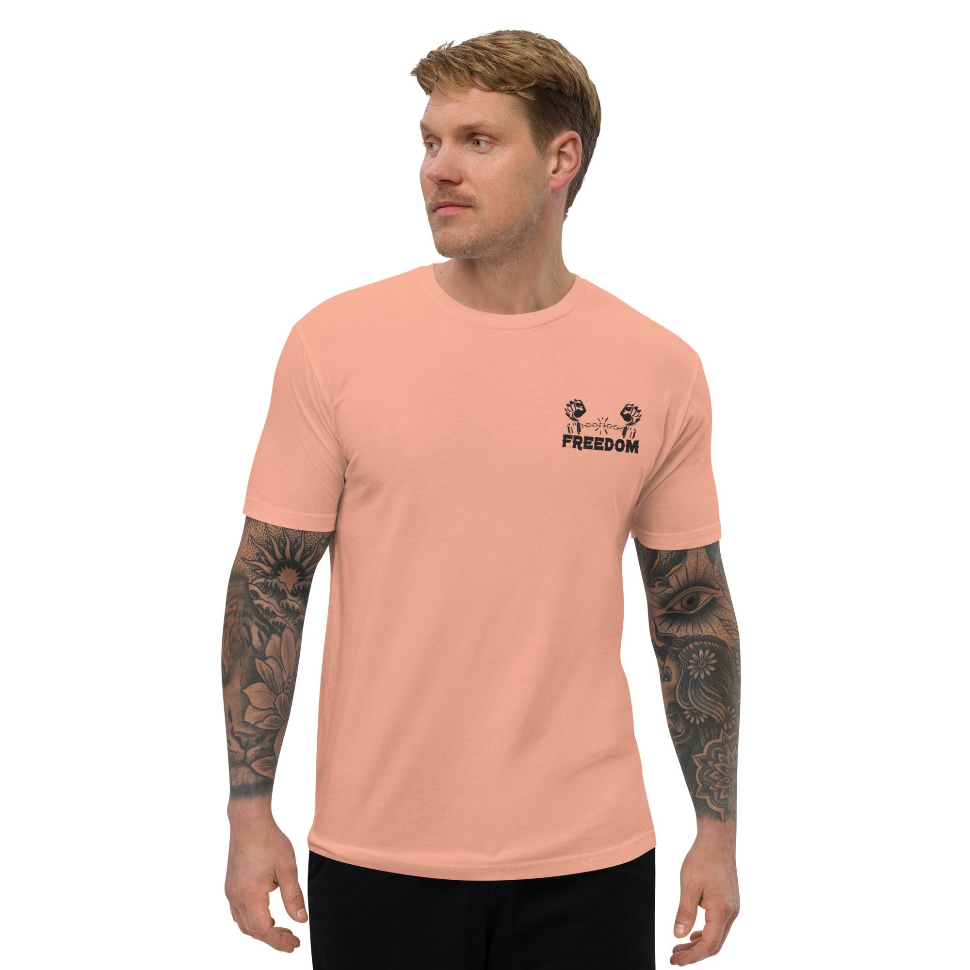Freedom Short Sleeve T-shirt Men Men Tees color: Desert Pink|Light Blue|White