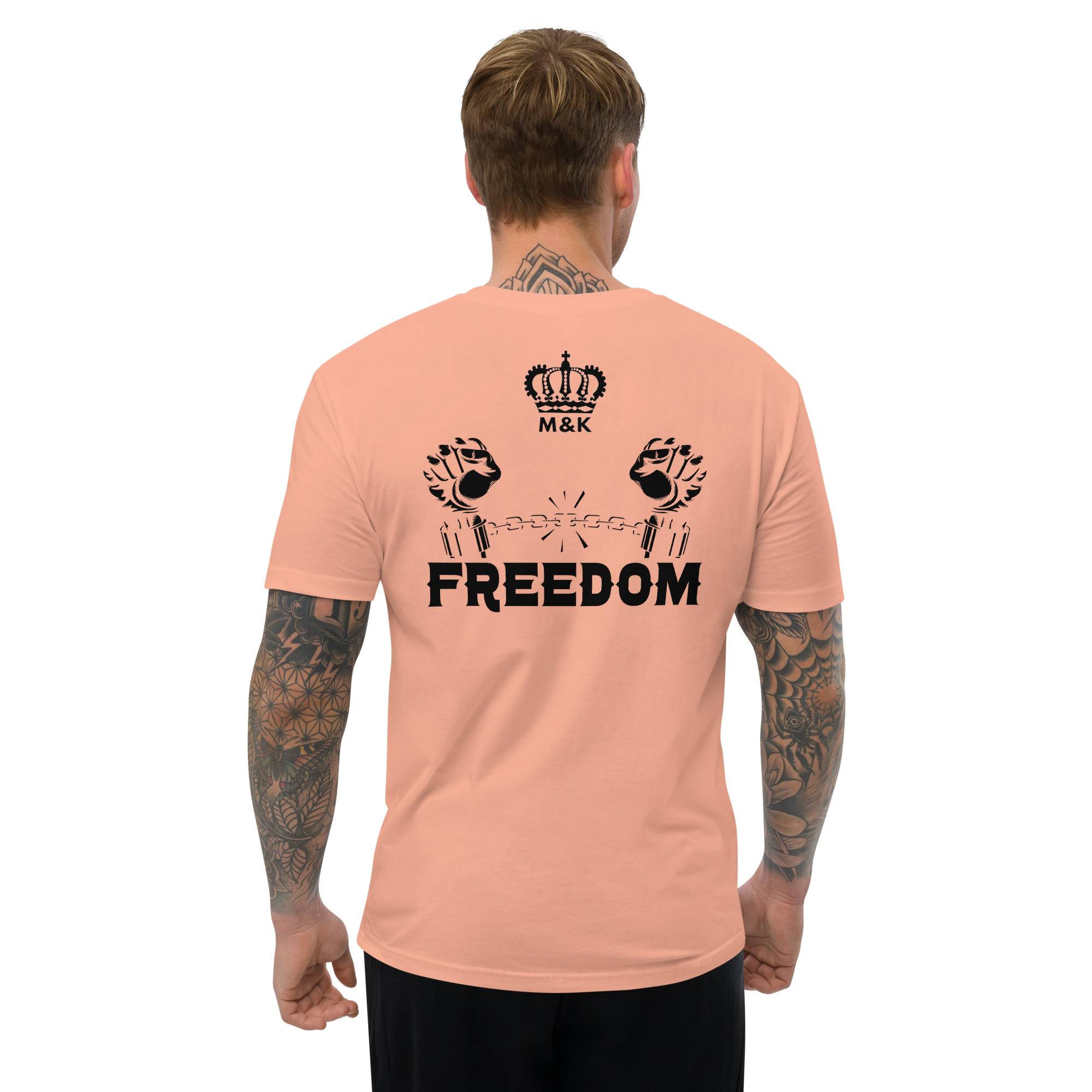 Freedom Short Sleeve T-shirt Men Men Tees color: Desert Pink|Light Blue|White