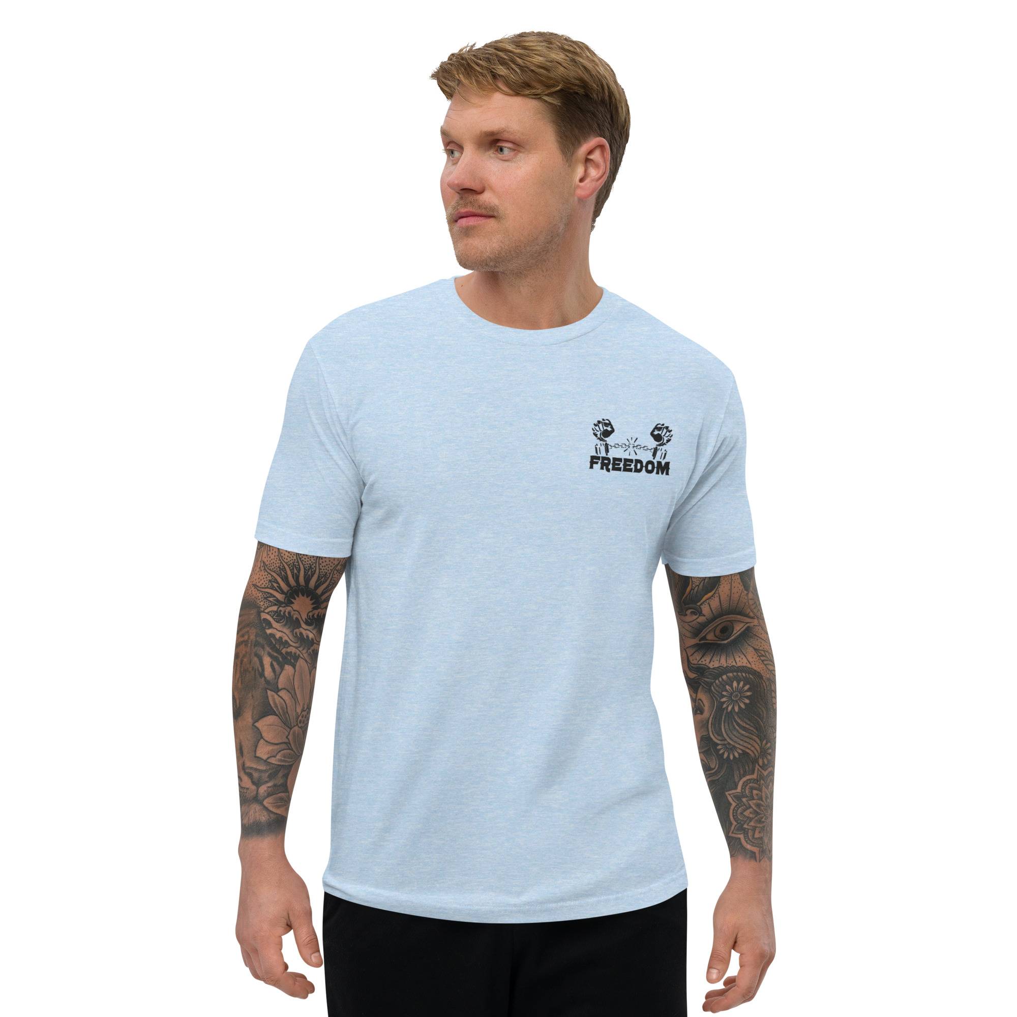 Freedom Short Sleeve T-shirt Men Men Tees color: Desert Pink|Light Blue|White