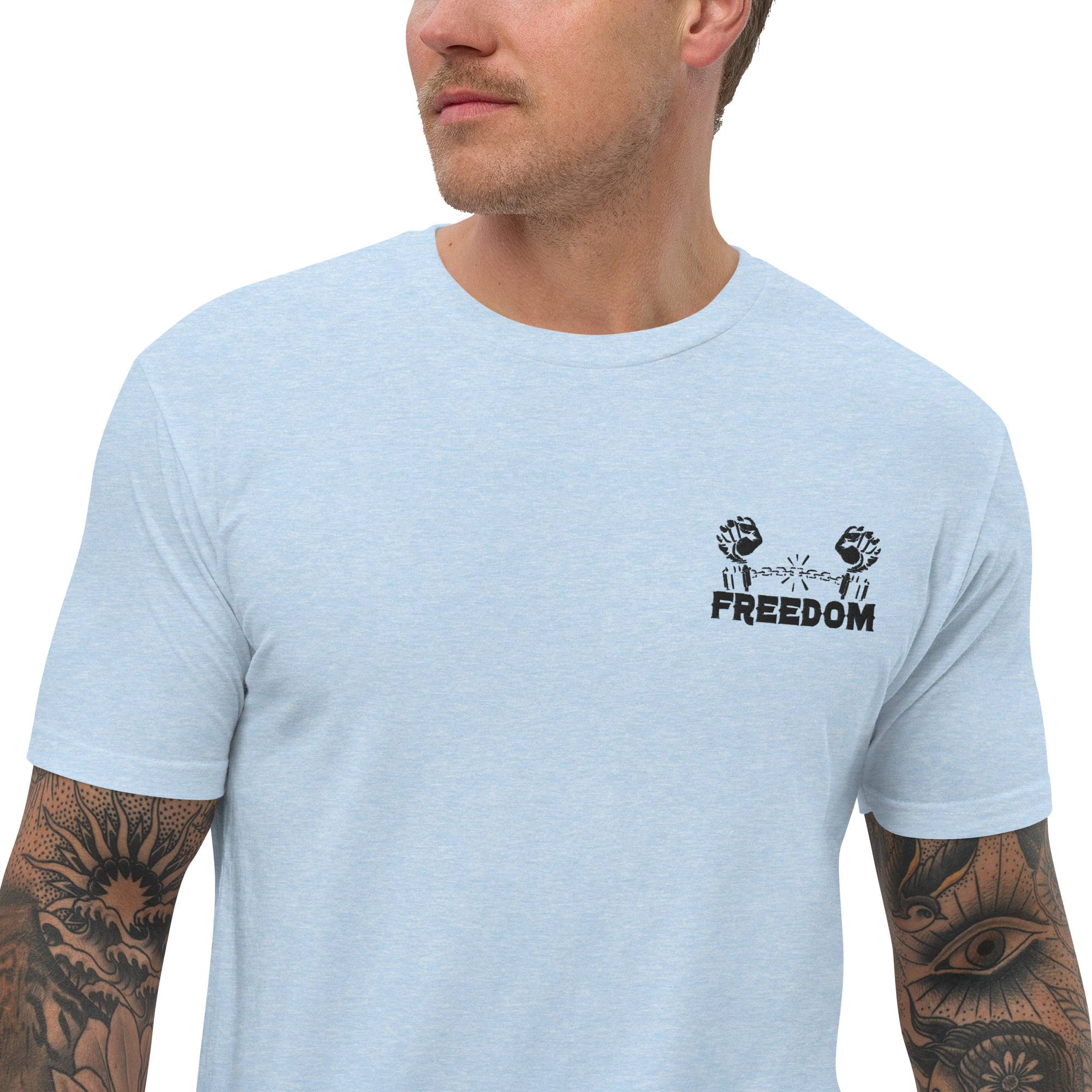Freedom Short Sleeve T-shirt Men Men Tees color: Desert Pink|Light Blue|White