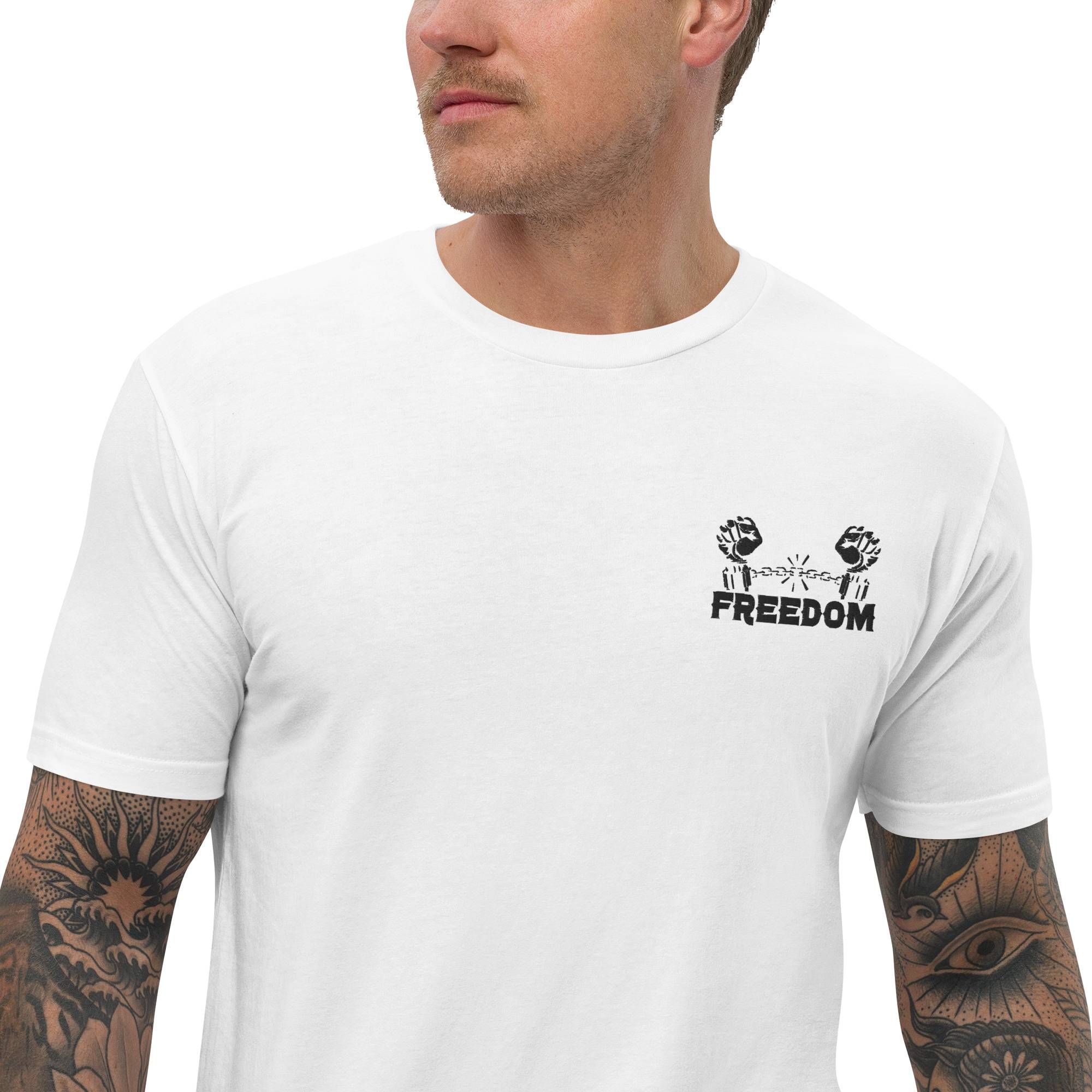 Freedom Short Sleeve T-shirt Men Men Tees color: Desert Pink|Light Blue|White