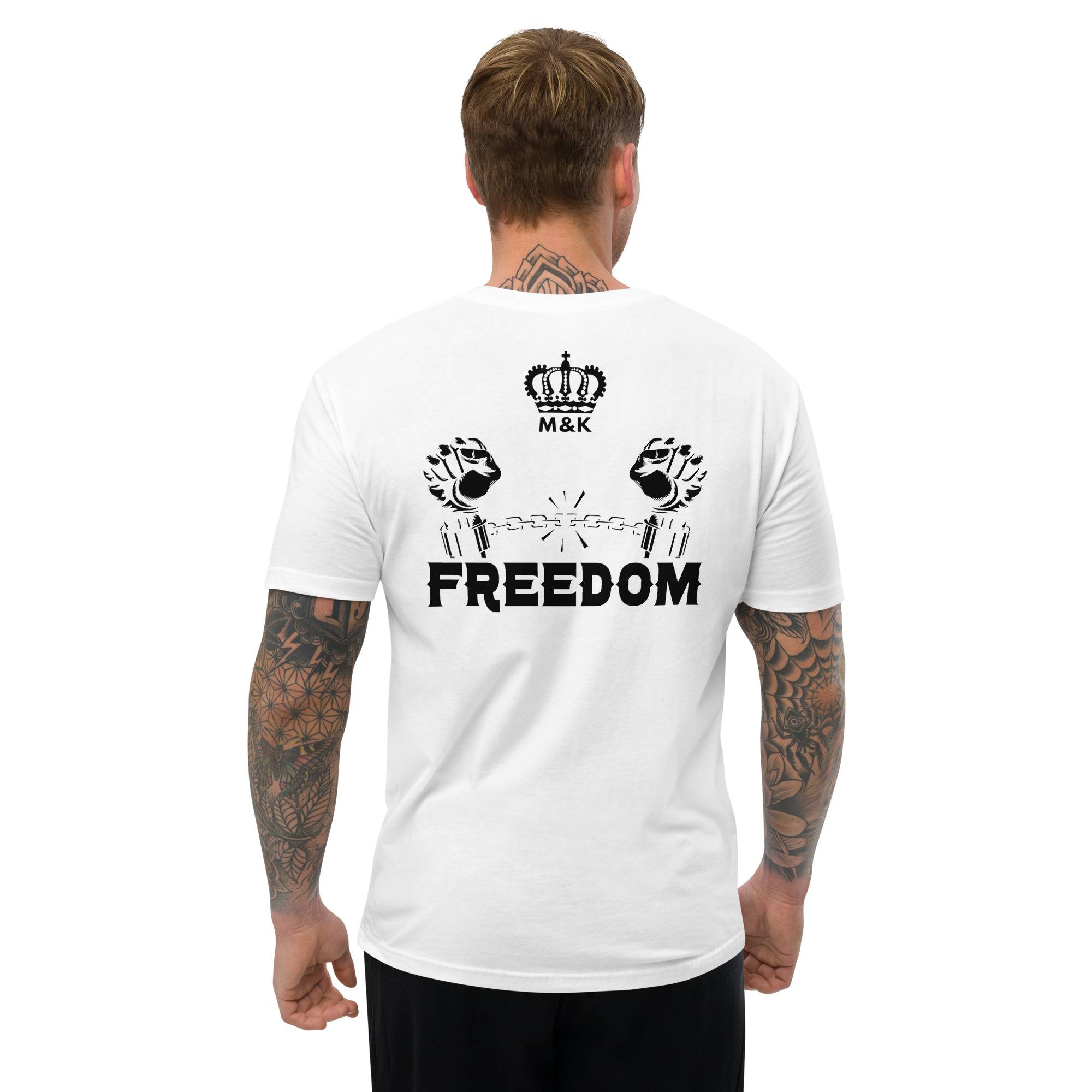 Freedom Short Sleeve T-shirt Men Men Tees color: Desert Pink|Light Blue|White
