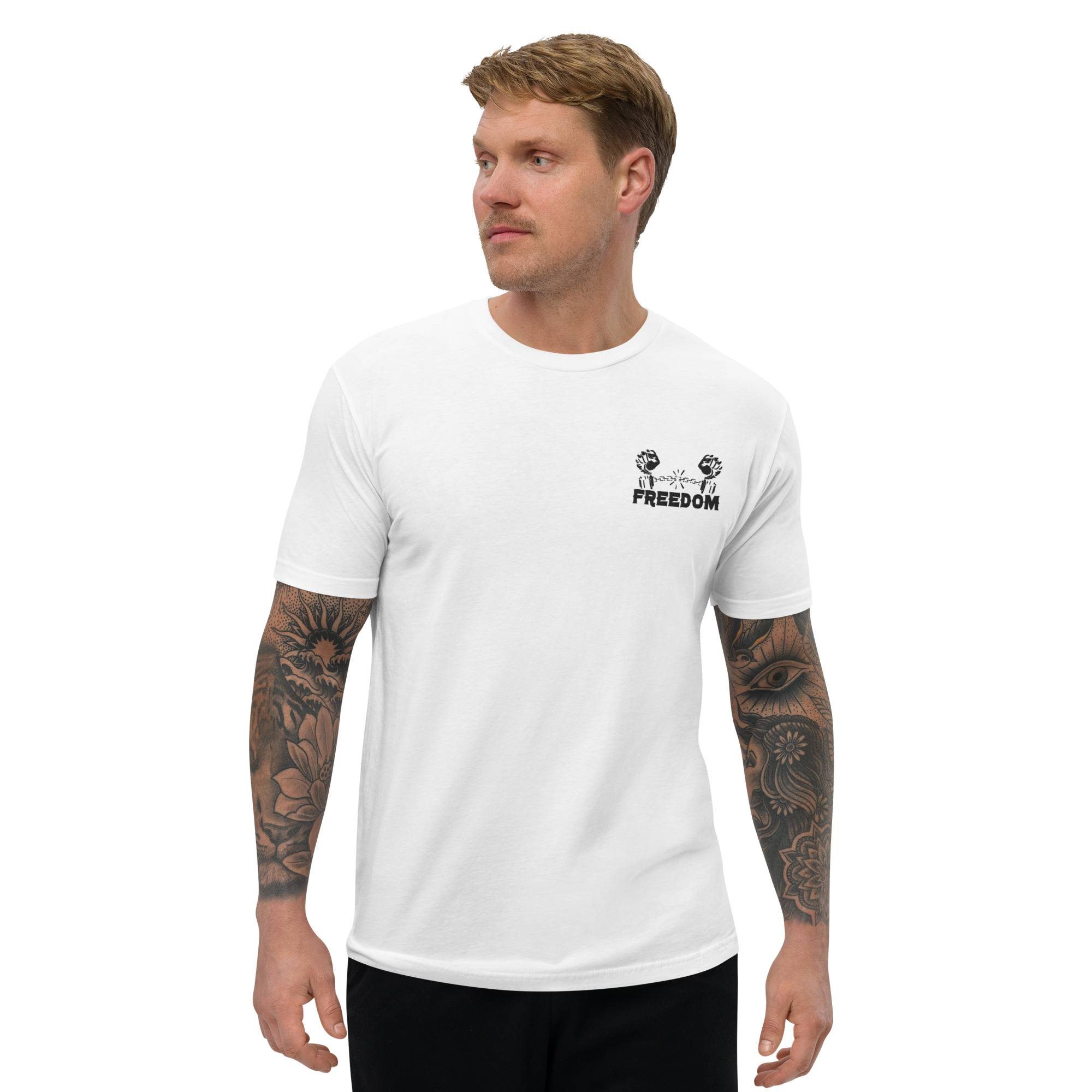 Freedom Short Sleeve T-shirt Men Men Tees color: Desert Pink|Light Blue|White