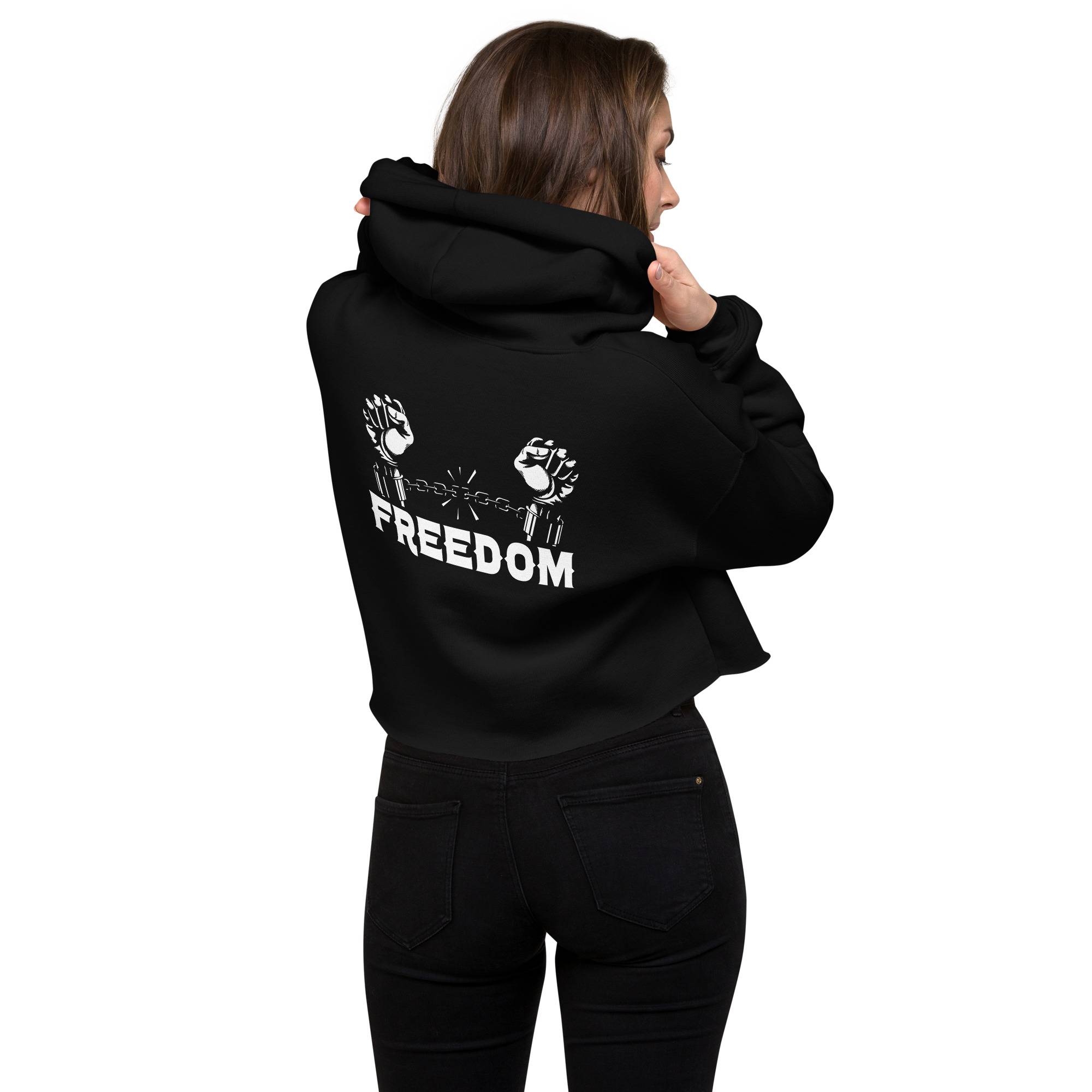Freedom White Woman Crop Hoodie Women Hoodies Sweater color: Black|Military Green|Storm
