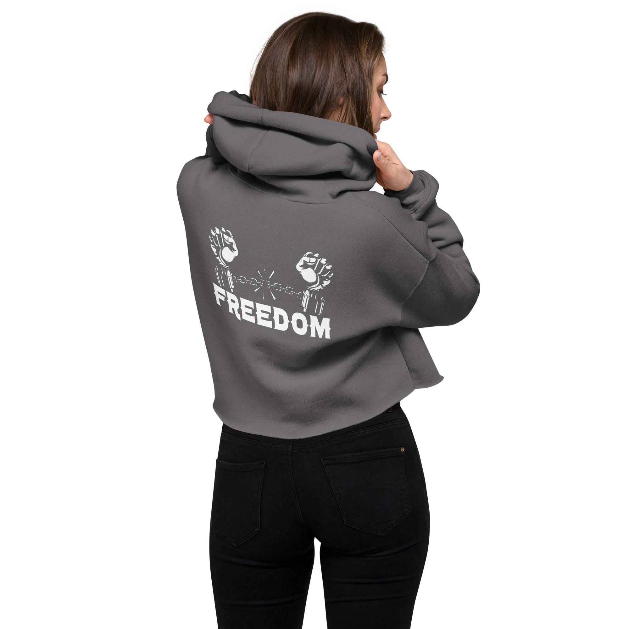 Freedom White Woman Crop Hoodie Women Hoodies Sweater color: Black|Military Green|Storm