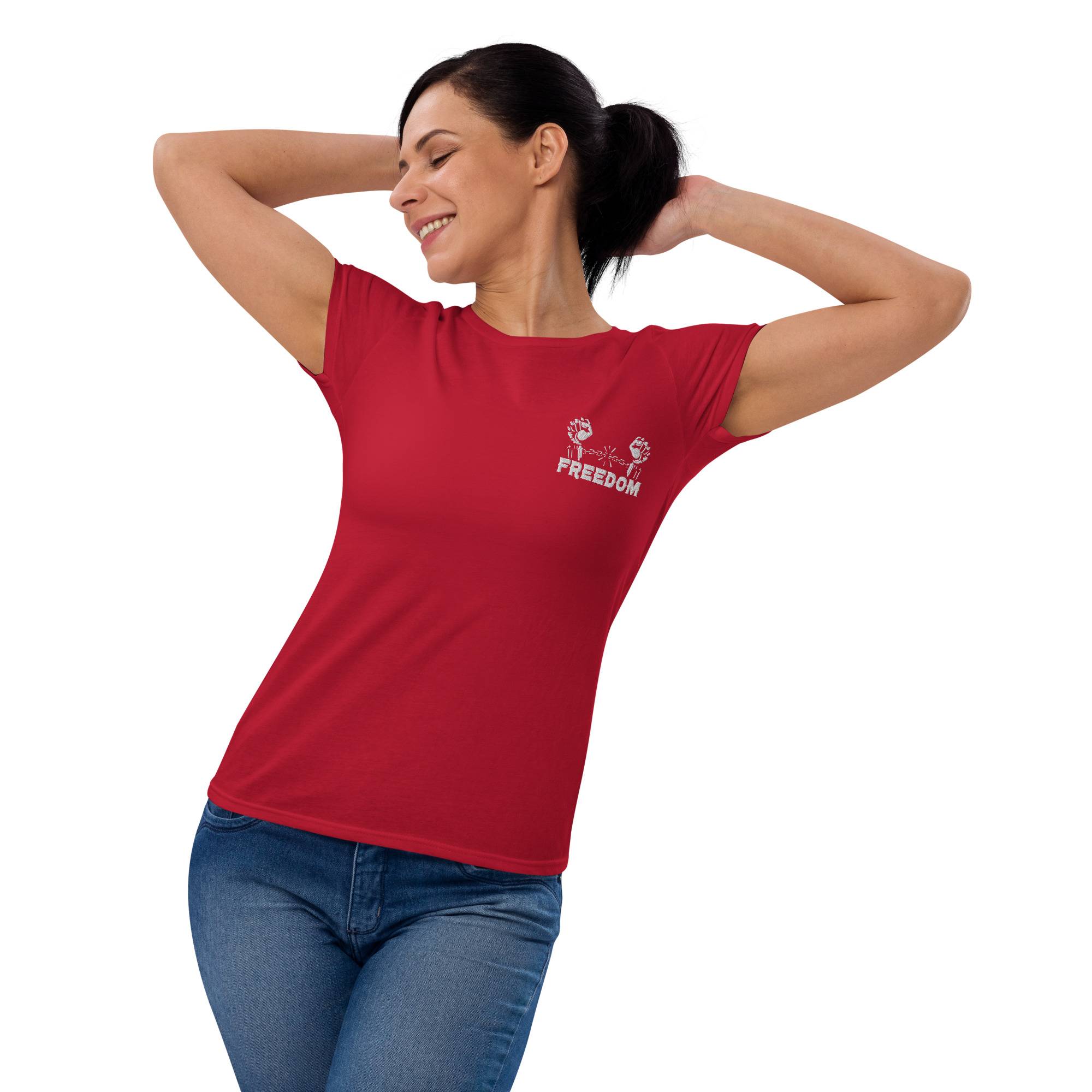 Freedom Women’s Short Sleeve T-shirt Women Pants color: Black|Heather Dark Grey|Navy|Royal Blue|True Red Freedom Women’s Short Sleeve T-shirt Women Pants color: Black|Heather Dark Grey|Navy|Royal Blue|True Red