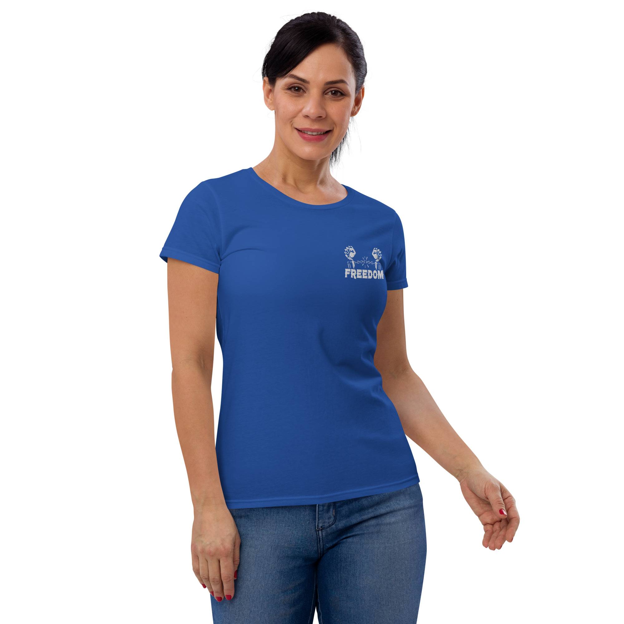 Freedom Women’s Short Sleeve T-shirt Women Pants color: Black|Heather Dark Grey|Navy|Royal Blue|True Red Freedom Women’s Short Sleeve T-shirt Women Pants color: Black|Heather Dark Grey|Navy|Royal Blue|True Red