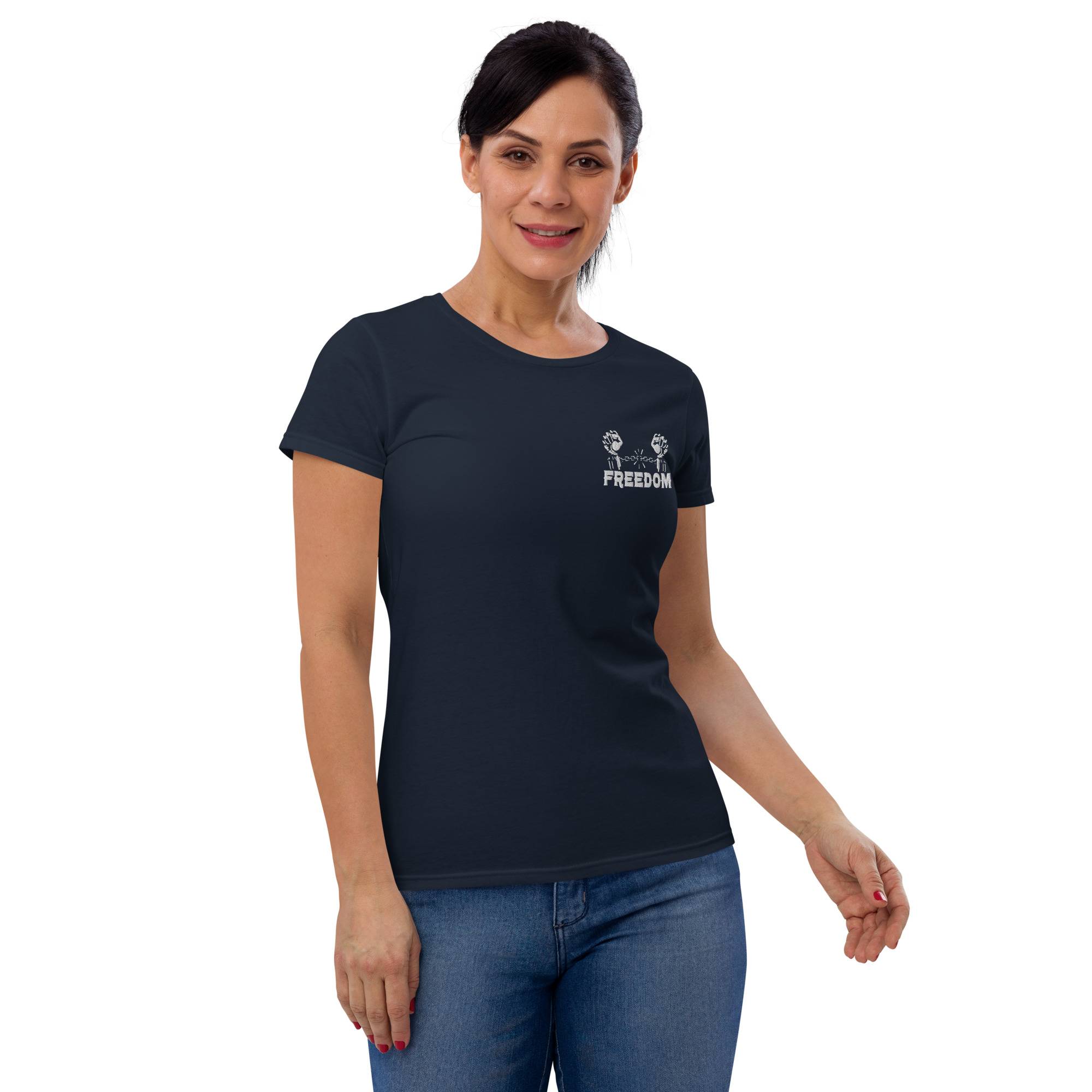 Freedom Women’s Short Sleeve T-shirt Women Pants color: Black|Heather Dark Grey|Navy|Royal Blue|True Red Freedom Women’s Short Sleeve T-shirt Women Pants color: Black|Heather Dark Grey|Navy|Royal Blue|True Red