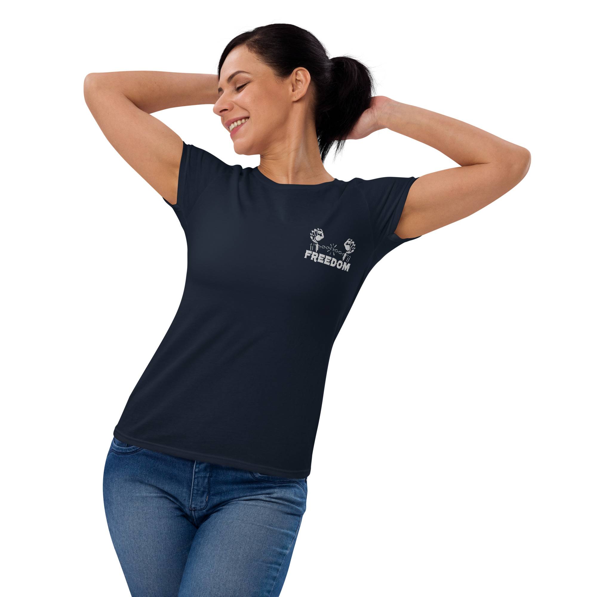 Freedom Women’s Short Sleeve T-shirt Women Pants color: Black|Heather Dark Grey|Navy|Royal Blue|True Red Freedom Women’s Short Sleeve T-shirt Women Pants color: Black|Heather Dark Grey|Navy|Royal Blue|True Red