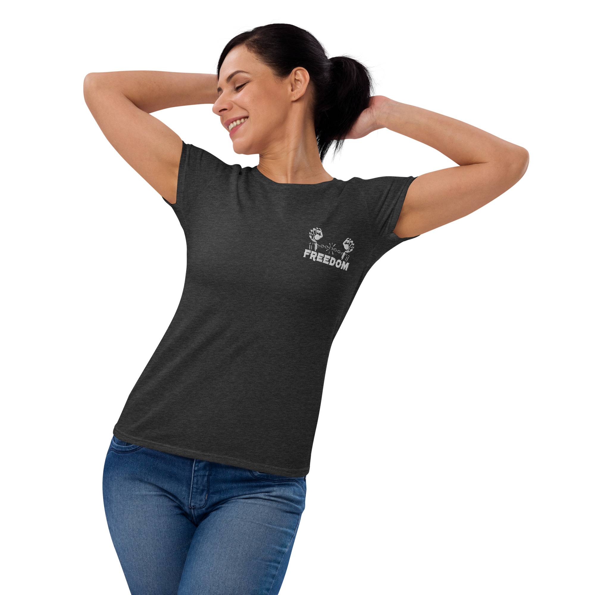 Freedom Women’s Short Sleeve T-shirt Women Pants color: Black|Heather Dark Grey|Navy|Royal Blue|True Red Freedom Women’s Short Sleeve T-shirt Women Pants color: Black|Heather Dark Grey|Navy|Royal Blue|True Red