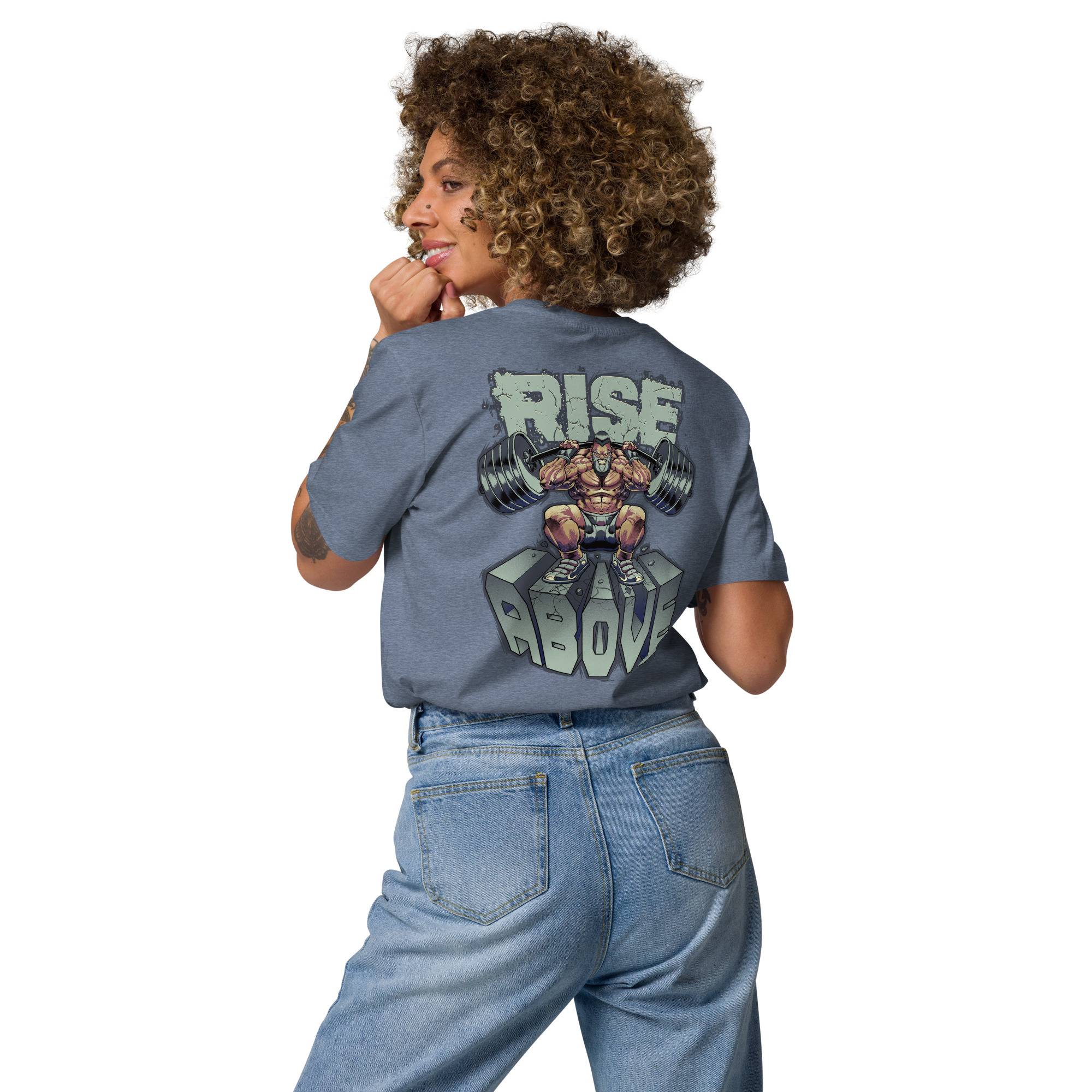 Rise Above Women Organic Cotton T-shirt Women Tees color: Dark Heather Blue|Desert Dust|Go Green|Serene Blue|White