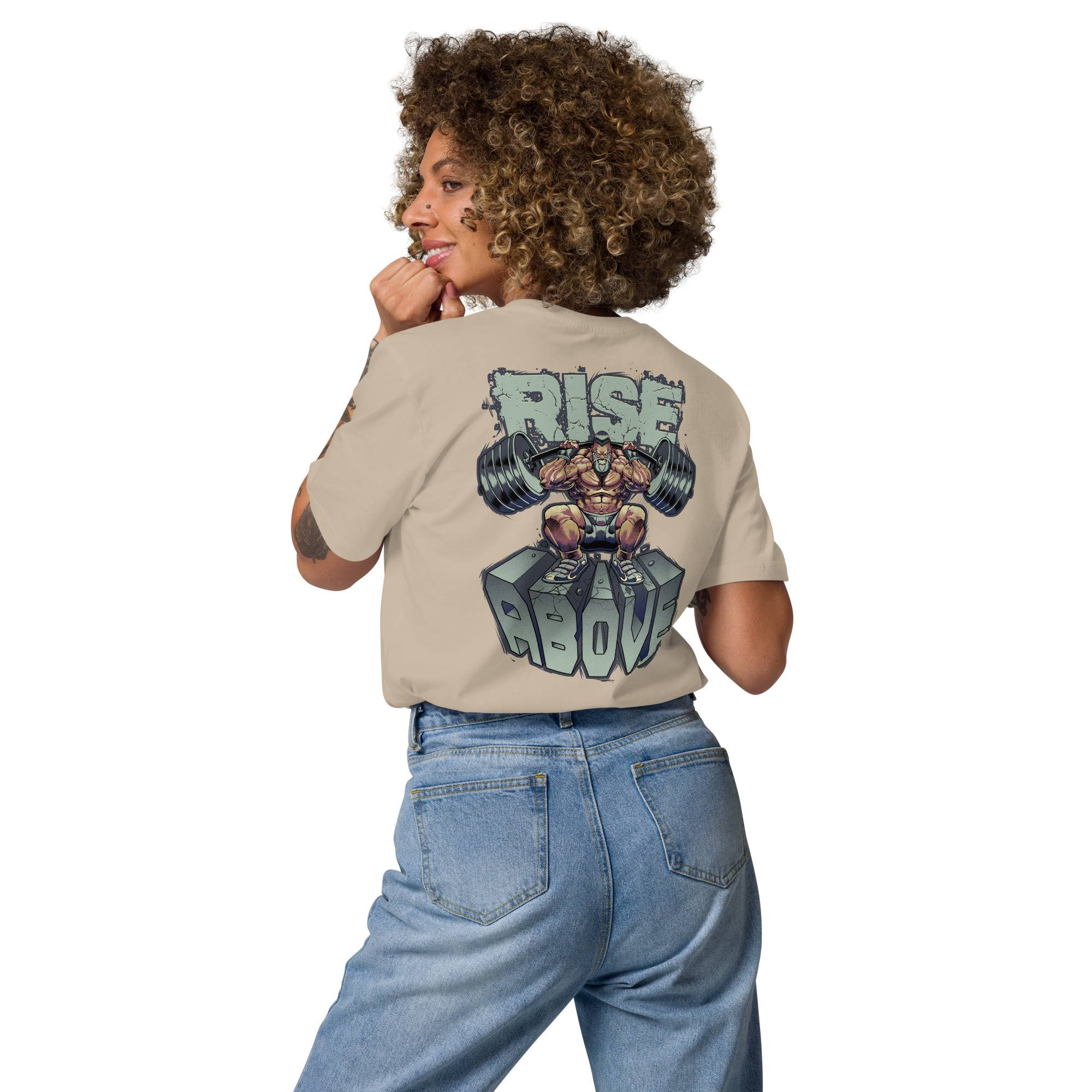 Rise Above Women Organic Cotton T-shirt Women Tees color: Dark Heather Blue|Desert Dust|Go Green|Serene Blue|White