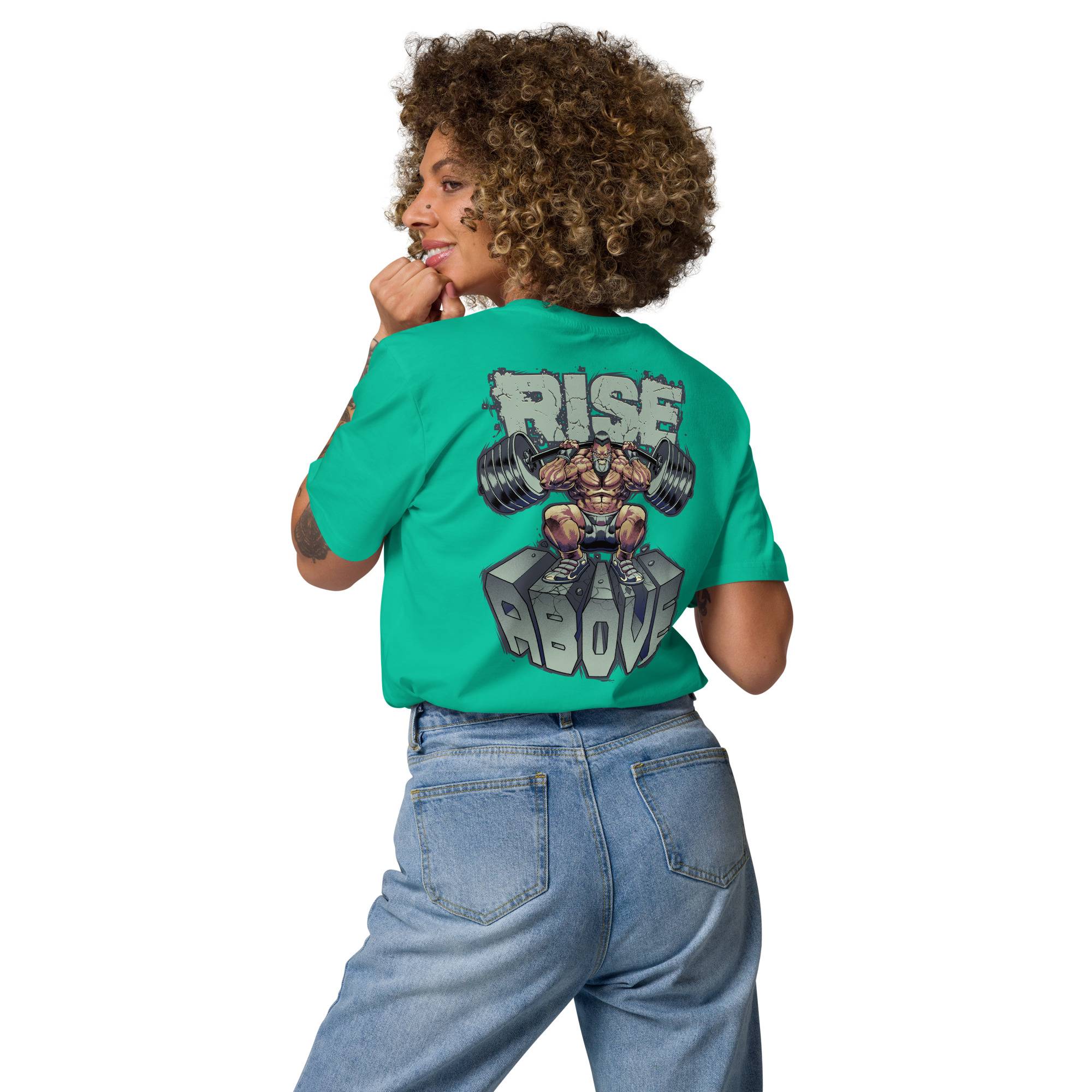 Rise Above Women Organic Cotton T-shirt Women Tees color: Dark Heather Blue|Desert Dust|Go Green|Serene Blue|White
