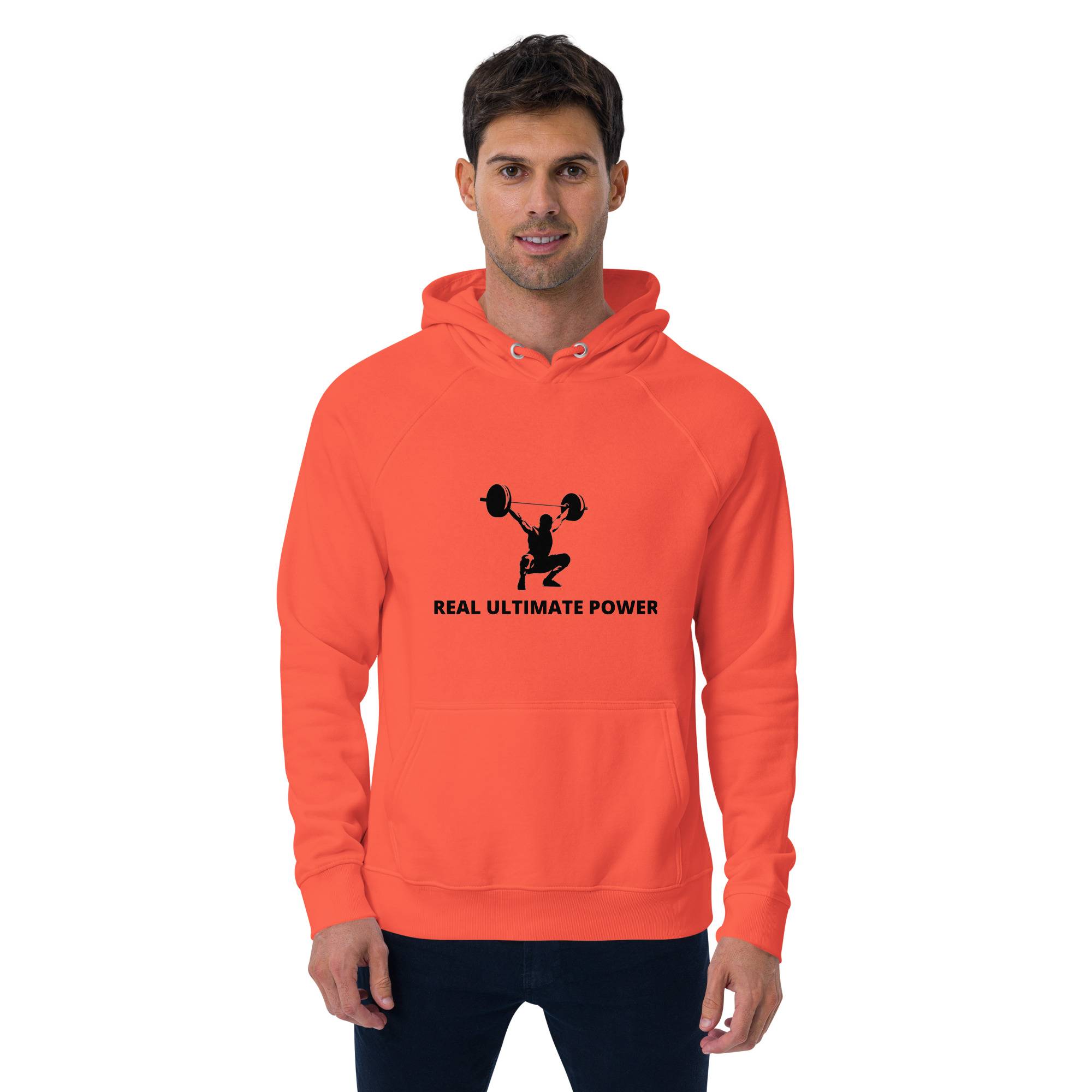 Real Ultimate Power Men’s Eco Raglan Hoodie Men Hoodie Sweater color: Burnt Orange|White Real Ultimate Power Men’s Eco Raglan Hoodie Men Hoodie Sweater color: Burnt Orange|White