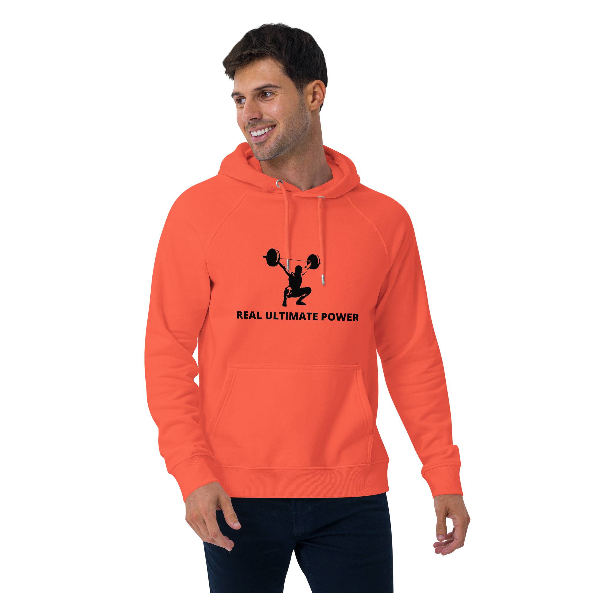 Real Ultimate Power Men’s Eco Raglan Hoodie Men Hoodie Sweater color: Burnt Orange|White Real Ultimate Power Men’s Eco Raglan Hoodie Men Hoodie Sweater color: Burnt Orange|White