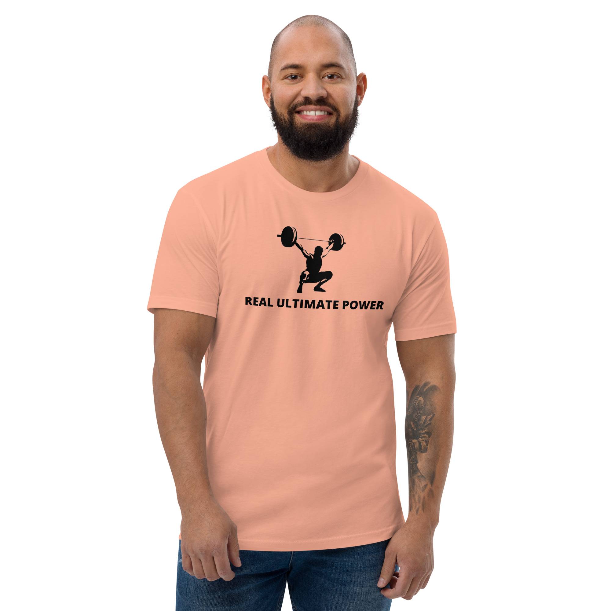 Real Ultimate Power Men’s Short Sleeve T-shirt Men Tees color: Desert Pink|Heather Grey|Light Blue|Red|White