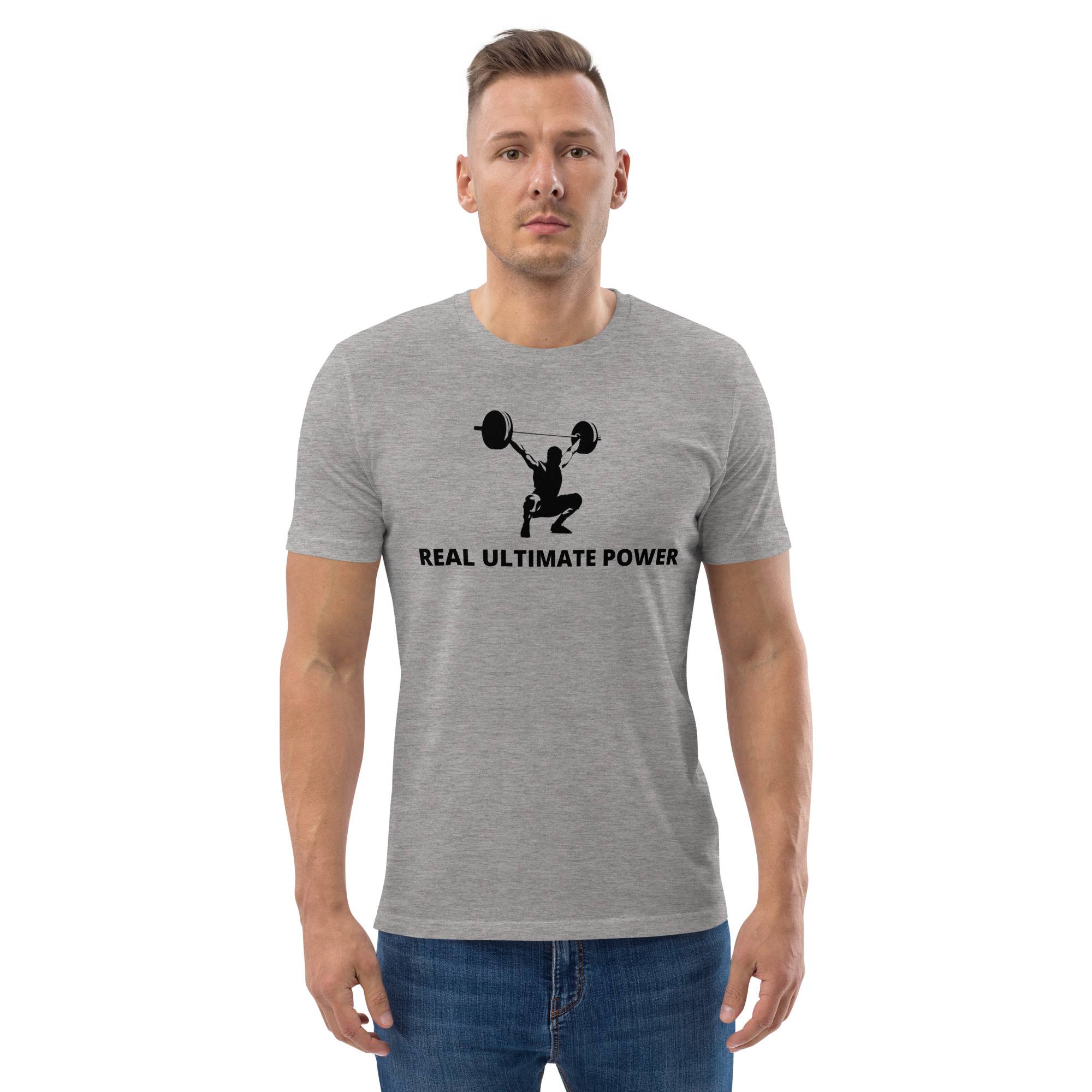 Real Ultimate Power Organic Cotton Men’s T-shirt Men Tees color: Go Green|Heather Grey|Red|Serene Blue